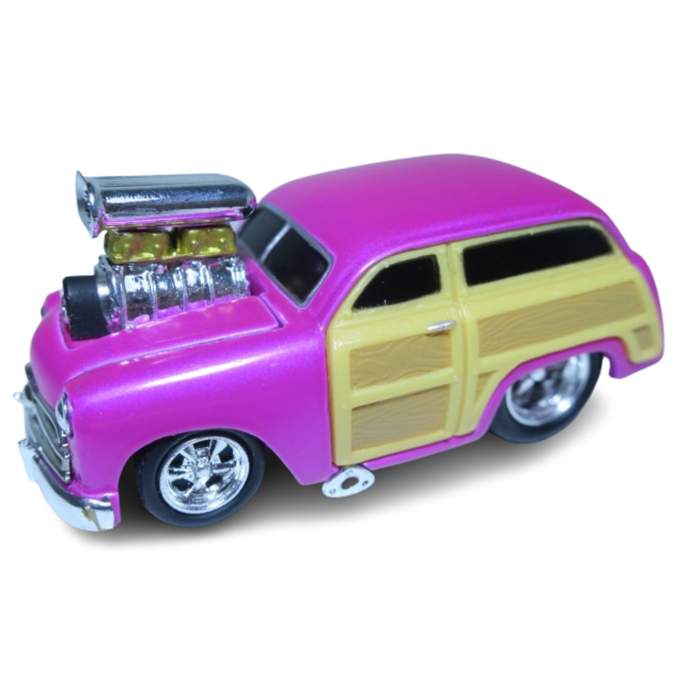 MUSCLE MACHINES 1950 FORD WOODY - 1/64- PINK DIE-CAST CAR 50 🔥